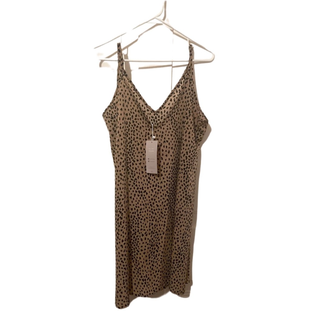Women's Tan Leopard Print Slip Mini Dress